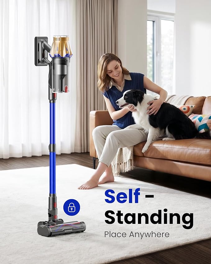 Cordless Vacuum Cleaner, Upgraded 650W 60KPA 70Mins Cordless Stick Vacuum Cleaner with Flexible Hose,Self-Standing,Touch Screen, Anti-tangle Wireless Vacumm Cleaners for Home/Pet Hair/Carpets/Floors