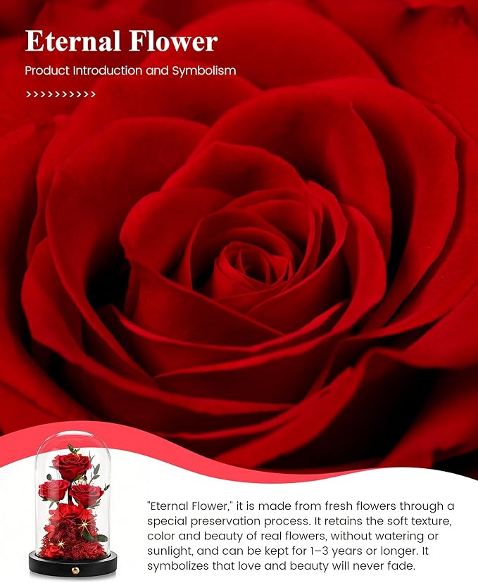 Agrul Mothers Day Flowers Roses Gifts for Mom,Forever Preserved Flower Rose in Glass Dome Fresh Flowers for Delivery Mothers Day Roses Gifts for Wife Women Mom Grandma from Daughter/Red Rose