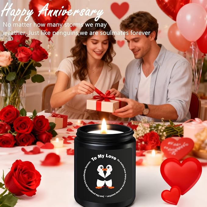 Wife Candle for Mothers Day,Penguin Gifts for Girlfriend,Her,Romantic Anniversary Birthday Gift for Her Him Couple,I Love You Gifts,Mothers Day Gift for Wife from Husband, Funny Love Candles for Him