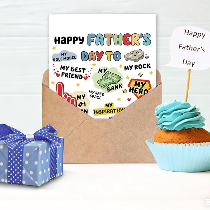 FANCYLUCKY Happy Fathers Day Card Gifts from Daughter Son, Funny Father's Day Card for Dad, Cute Dad Card