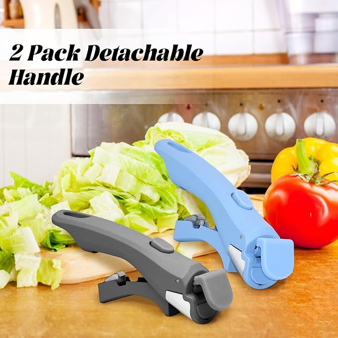 Detachable Handle Cookware Set 2 Pack Pots and Pans Replacement Handles Heat Resistant & Ergonomic Grip Compatible with Most Non-Stick Pans, Skillets & Pots (Blue and Gray)