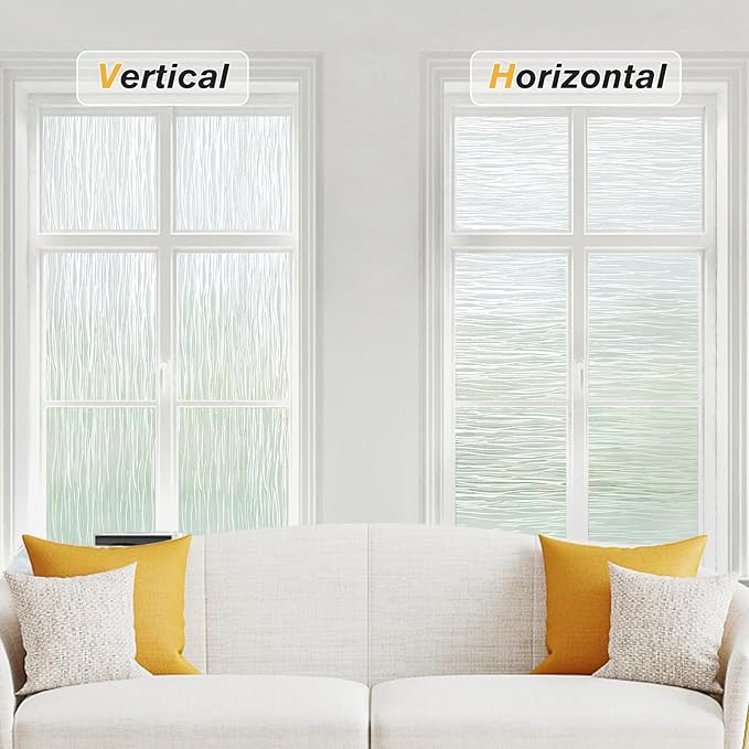 Haton Window Privacy Film, Frosted Glass Privacy Window Clings, Sun Blocking Frosting Opaque Coverings, Static Cling Removable Decorative Stickers for Home Door, Non-Adhesive 17.5" x 78.7"