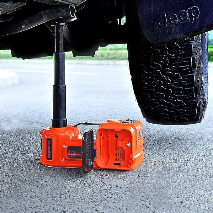 E-HEELP Electric Car Jack 5Ton 12V Kit Hydraulic (Lifting Range: 6.1~17.7 inch) with Inflator Electric Jack for Car SUV Sedan MPV Change Tires Garage Repair Emergency Kit