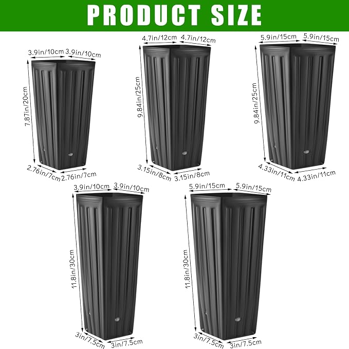 Nuenen 100 Pcs Tall Pot Plastic Deep Plant Nursery Pots Black Seedling Flower Plant Container with Drainage Holes for Indoor Outdoor Gardening (9.8" H X 5.9" W)