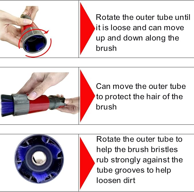 For Dyson V7 V8 V10 V11 V15 Vacuum Accessories & Attachment -Traceless Dust Brush & Dryer Vent Cleaner Kit - Refrigerator Condenser Coil Brush- Flexible Crevice Tool for Small Crevice & Car Detailing
