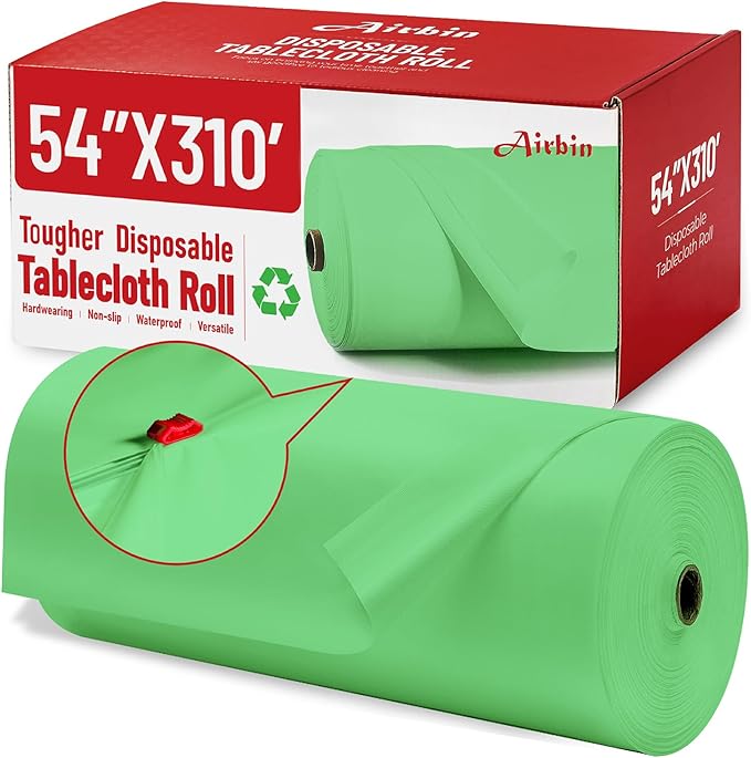 Plastic Table Cloth, 310 Ft X 54 In Plastic Table Cloth Disposable Sage Green Tablecloth Premium PEVA with Any Cut Sliding Cutters Disposable Tablecloth for Picnics, Parties, Birthdays, Festivals