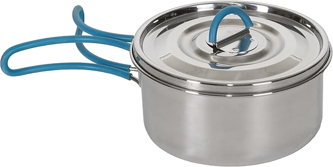 Stansport Stainless Steel Camping Cookware Set – Durable Nesting Mess Kit for Backpacking, Hiking & Outdoor Cooking – Compact Portable Pot & Pan with Carry Bag – Multiple Sizes for Family to Solo Use