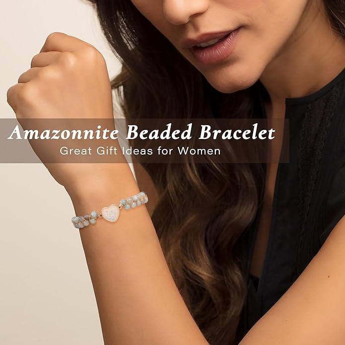 Mothers Day Gifts for Daughter Granddaughter, To My Mom Grandma Wife Girlfriend Sister Jasper Heart Bracelets Birthday Anniversary Christmas Stocking Stuffers Valentines Day Jewelry