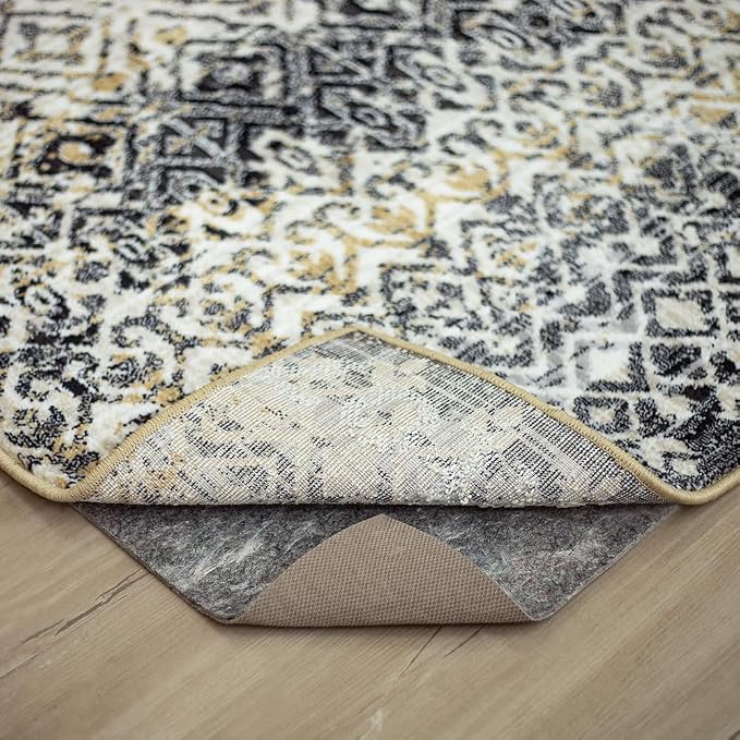 Mohawk Home Non Slip Rug Pad 2' 2" x 10' - 3/8" Thick Felt + Latex Rubber Gripper - Dual Surface Cushion for Hardwood, Carpet, Tile Floors, Made in USA