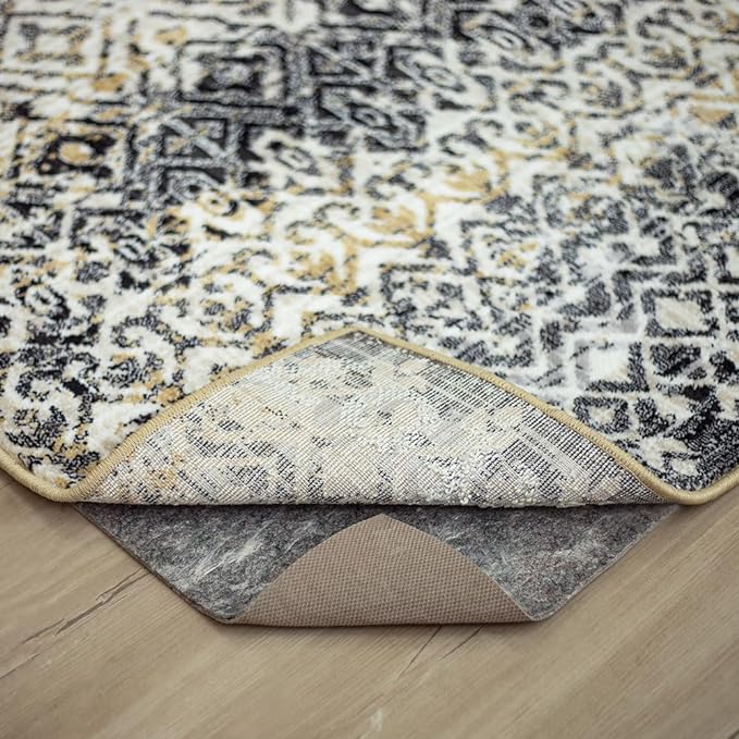 Mohawk Home Non Slip Rug Pad 2' 6" x 8' - 3/8" Thick Felt + Latex Rubber Gripper - Dual Surface Cushion for Hardwood, Carpet, Tile Floors, Made in USA
