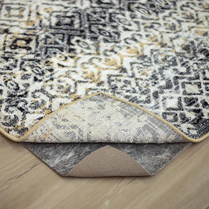 Mohawk Home Non Slip Rug Pad 8' 2" x 11' 8"- 1/4" Thick Felt + Latex Rubber Gripper - Dual Surface Cushion for Hardwood, Carpet, Tile Floors, Made in USA