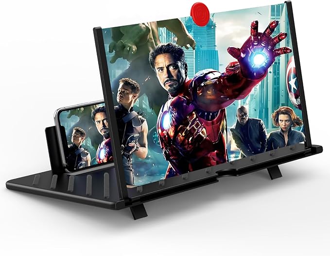 20" Screen Magnifier for Cell Phone,3D Magnifying Projector Screen Enlarger Expander for Movies, Videos, and Gaming,Foldable Phone Stand with Screen Amplifier, Compatible with All Smartphones