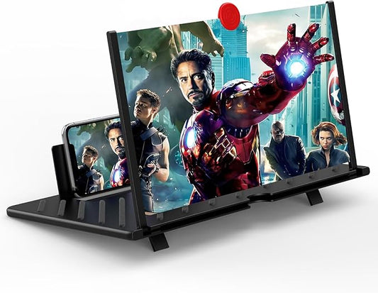 20" Screen Magnifier for Cell Phone,3D Magnifying Projector Screen Enlarger Expander for Movies, Videos, and Gaming,Foldable Phone Stand with Screen Amplifier, Compatible with All Smartphones