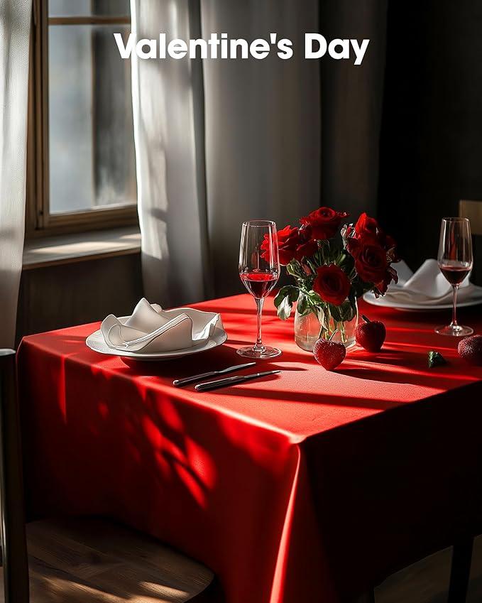 Pureegg Plastic Table Cloth Disposable 20 Pack, 54 x 108 Inch Table Cloths, Valentines Day, Thanksgiving, Christmas Decorations, Fall Tablecloths, Rectangle, Plastic Cover, Leakproof & Sturdy, Red