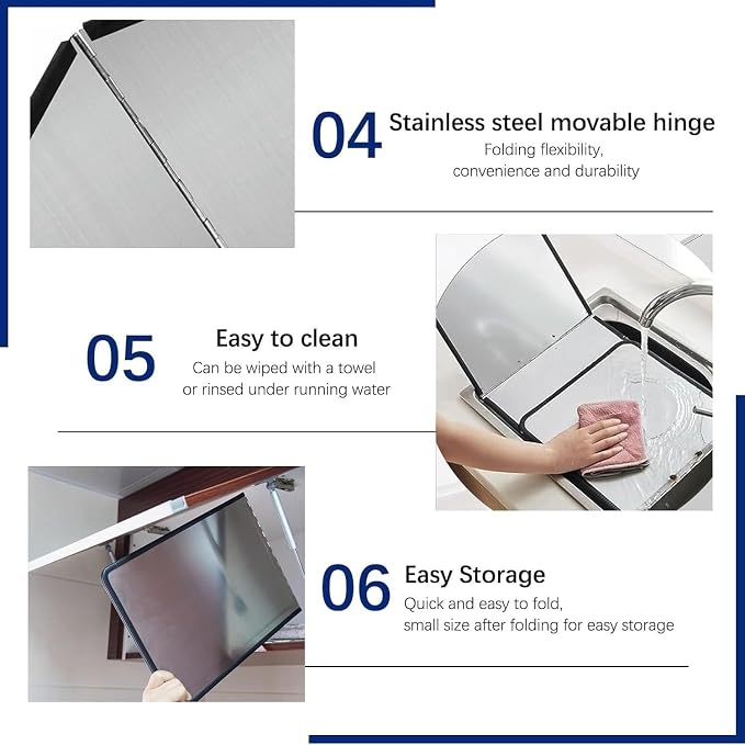 Multi-Sided Stove Splatter Guard for Cooking Kitchen Anti Shield Portable Folding Cooker Side Fat Oil Splash，Foldable Stainless Steel Splatter Guard - 2-Sided Oil Splash Screen for Frying Pa