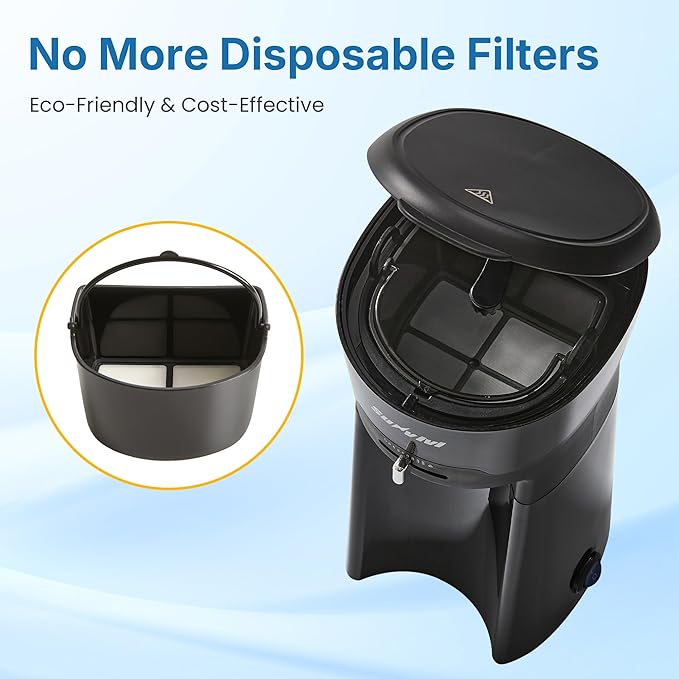 Iced Tea Maker Machine with 20OZ Pitcher, Cold Brew Coffee Maker with Reusable Filter, Strength Control for Flavor, Compact Single Serve Machine for Grounds/Tea for Home & Office, Black