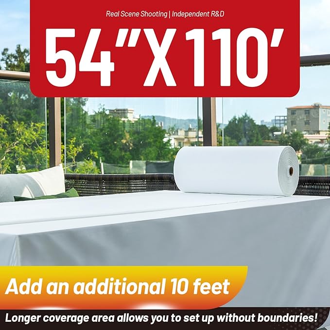Plastic Table Cloth, 110 Ft X 54 in Disposable Tablecloth White Tablecloth Premium PEVA Plastic Table Cloth Disposable with Any Cut Sliding Cutters for Picnics, Parties, Birthdays, Weddings