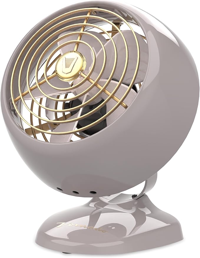 Vornado VFAN™ Mini Classic Vintage Metal Desk Fan, 2-Speed, Adjustable Tilt, Personal Air Circulator for Bedroom, Office, Dorm Room, Portable Quiet, Driftwood