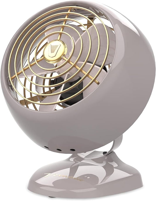 Vornado VFAN™ Mini Classic Vintage Metal Desk Fan, 2-Speed, Adjustable Tilt, Personal Air Circulator for Bedroom, Office, Dorm Room, Portable Quiet, Driftwood