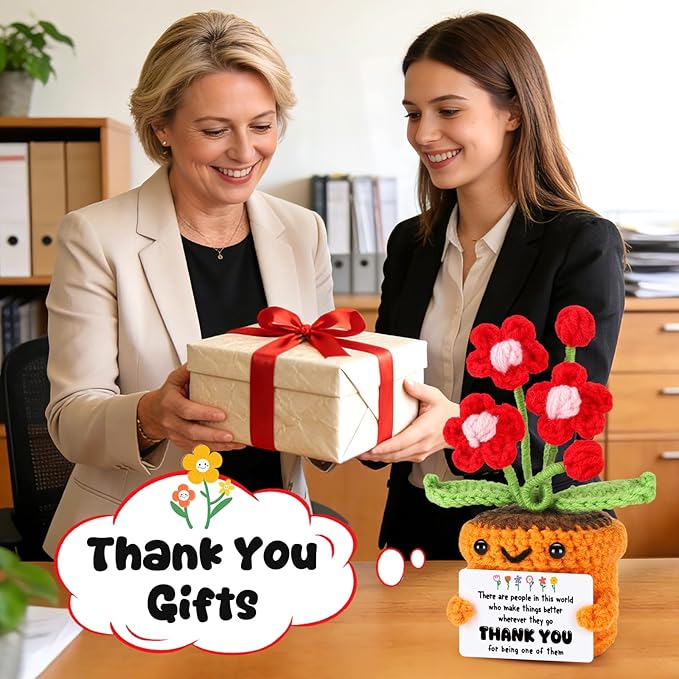 Agantree art Thank You Gifts for Women - Appreciation Gifts for Teacher Paraprofessional Employee Assistant Principal Volunteer - Crochet Flower - Graduation End of Year Teacher Gifts for Nurse