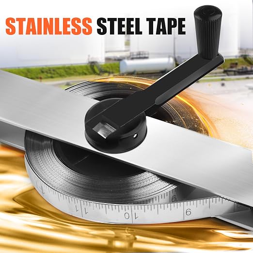 Cekegon Oil Gauging Tape, 49ft/15M Stainless Steel Sounding Tape Measure, Oil Tank Gauging Tape with Brass Plumb Bob
