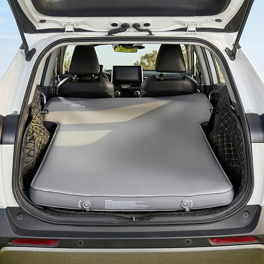 JOYTUTUS Foam & Air Camping Mattress for SUV - 4" Thickened Self-Inflating Car Bed, Wear-Resistant, Portable Sleeping Pad Fits Most Mid-to-Full Size SUV Trunks & Rear Seats, Gray