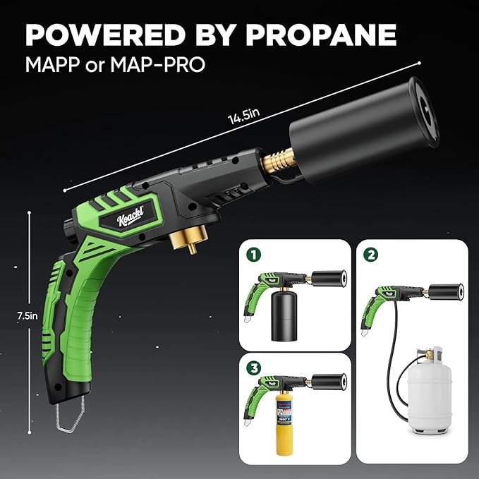 KOACKL Powerful Propane Torch, Propane Torch Head, Cooking Culinary Torch Lighter, Charcoal Lighter, Sous Vide Searing Steak, BBQ, Grill, Outdoor Campfire Charcoal Starter(Tank Not Included)