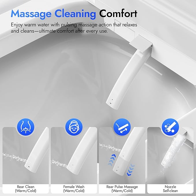 Elongated Smart Toilet with Bidet, Tankless Toilet with Auto Powerful Flush,Auto Open/Close, One Piece Toilet with Heated Seat, Warm Wash & Dryer, Built-in Aroma System,Japanese Toilets