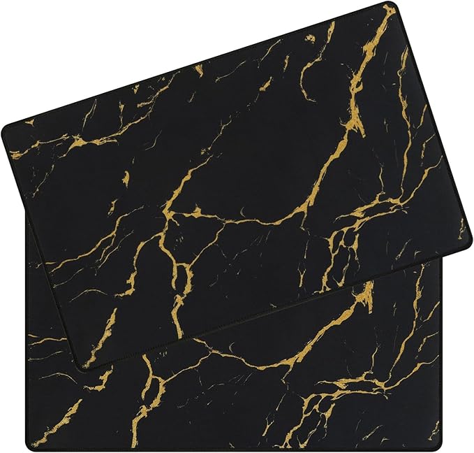 SHACOS Coffee Mat 2 Pack 12x19 Inch Absorbent Non Slip Rubber Bar Accessories Coffee Maker Mat for Countertop Dish Drying Mat Heat Resistant, Golden Marble