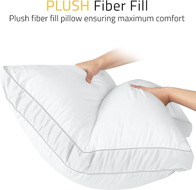 Utopia Bedding Bed Pillows for Sleeping Euro Pillows (White), Set of 2, Soft & Fluffy Pillow with Down Alternative Filling, Cooling, Hotel Quality, Gusseted Pillow for Back, Stomach or Side Sleepers