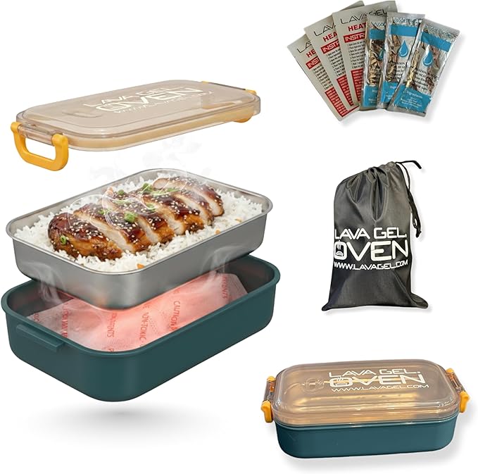 Lava Gel Oven – Flameless Self-Heating Lunch Box & Portable Food Warmer – No Fire or Plugs – Heats Cans, MREs & Meals in 10 Min – Perfect for Camping, Travel, Emergencies & Office