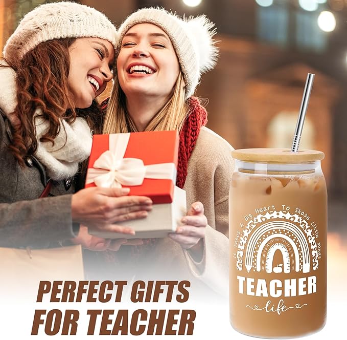 Zutcogo Teacher Appreciation Gifts - Anniversary Birthday End of Year Presents for Teacher from Student - Thank you Retirement Back to School Gifts Idea for Women Men Coworker -16 Oz Can Glass