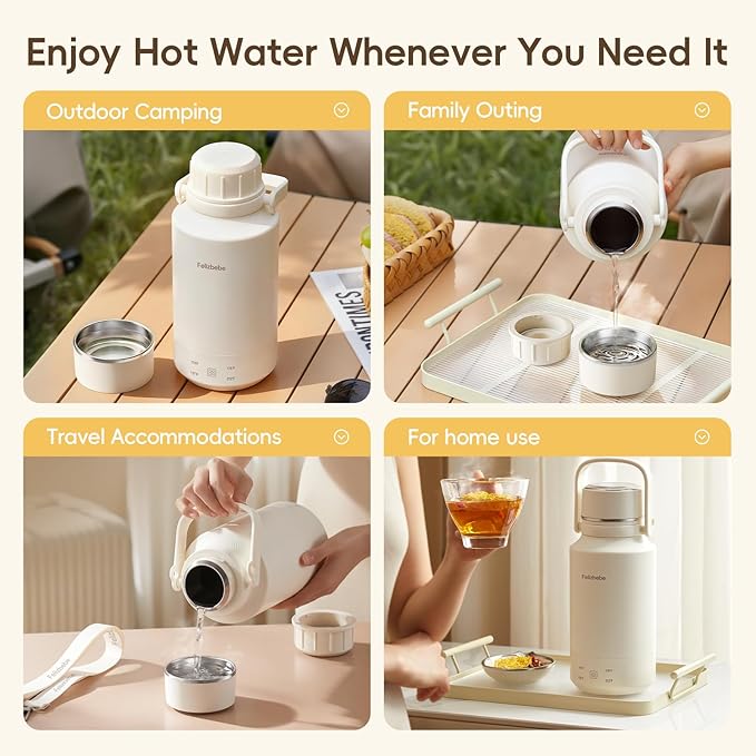 33.8 Oz/1000mL Portable Electric Kettle,304 Stainless Steel Travel Kettle Electric,4 Temp Settings with Holding Heat,600W Fast Boiling Water with Auto Shut-Off and Boil Dry Protection