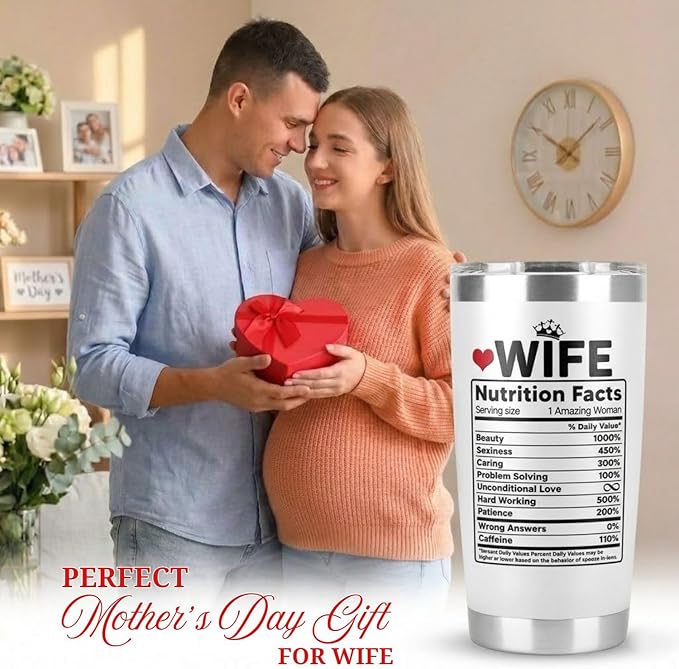 Mothers Day Gifts for Wife – I Am Not Spoiled My Husband Just Loves Me Tumbler 20Oz, Wifey Tumbler, Cool Gifts for Wives, Gift Ideas for My Wife, Birthday Present for Wife