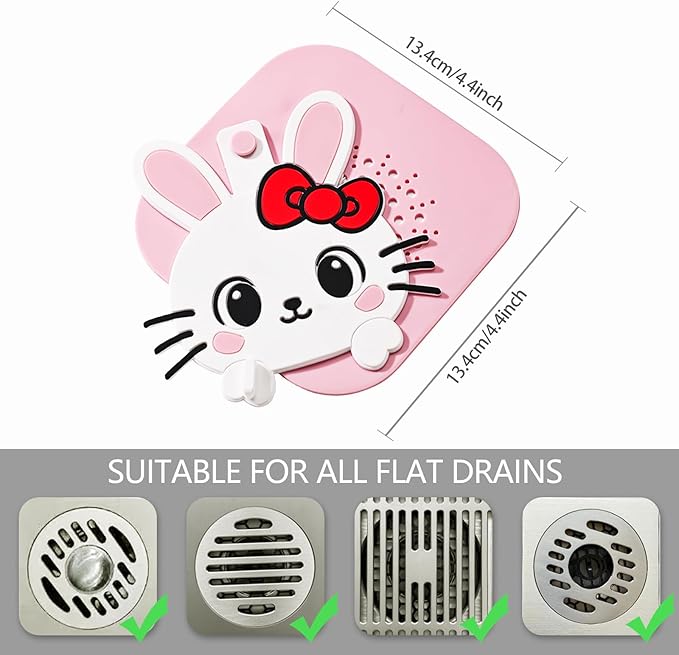 2-in-1 Shower Drain Hair Catcher & Bathtub Drain Cover, Odor-Proof Silicone Hair Stopper for Bathroom, Tub, Sink, Kitchen, Laundry - Prevents Clogs and Unpleasant Smells (1, Pink)