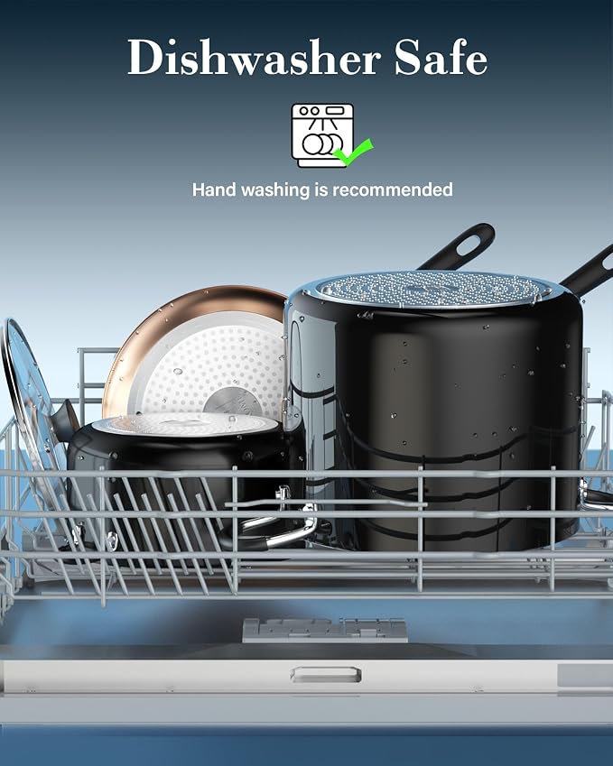 Cook N Home 8 Quart Non Stick Stock Pot with Lid, Large Pots for Cooking | Nonstick Soup Pot, Stockpot Induction Cookware - Oven & Dishwasher Safe, Black