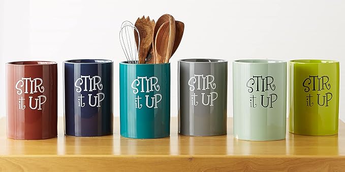 DII Kitchen Accessories Retro Collection Ceramics, Utensil Holder, Gray