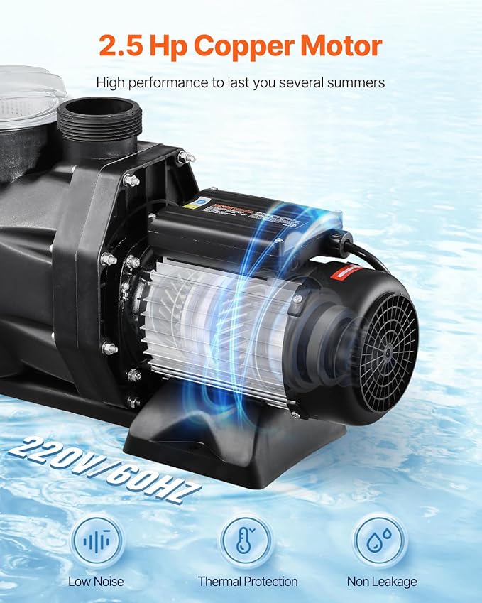 VEVOR 2.5HP High Flow Above Ground Pool Pump 148 GPM 220V