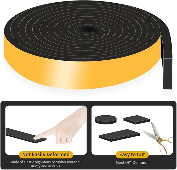 Weather Stripping Door Seal,Weather Stripping,Soundproof,Cold Insulation,High Density CR Foam Insulation Tape for Door, Front Door Frame, Windows,Sliding Door (Black, 2 in x 1/4 in x 13Ft)
