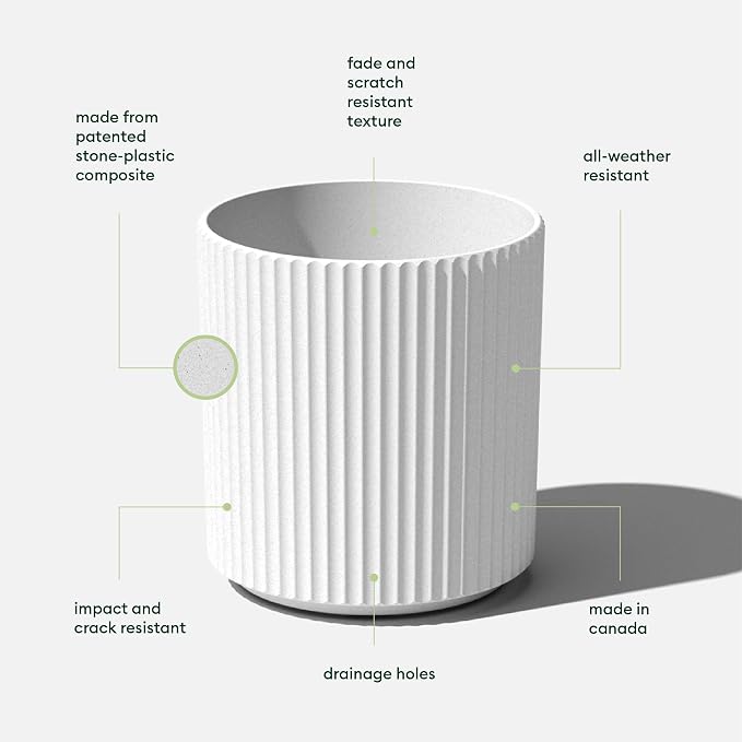 Veradek Demi Series Round Planter for Porch, Patio, Backyard | Durable Plastic-Concrete Material | Modern Décor for Tall Plants, Flowers