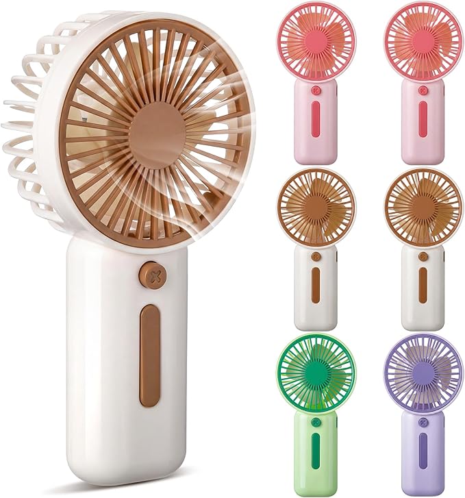 EBOOT 6 Pack Mini Portable Fans Bulk with Foldable Stand, Small Handheld Fan Battery Operated Fan in 4 Assorted Colors for Women Men Travel, Gym, Office, Wedding, Camping, Makeup