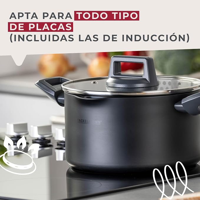 Fackelmann Statement Cooking Pot 20 cm - Pot with Ceramic Coating - Recycled Aluminium with Non-Stick Coating - PFAS-Free, Heat Resistant Handle, Suitable for All Hobs Including Induction