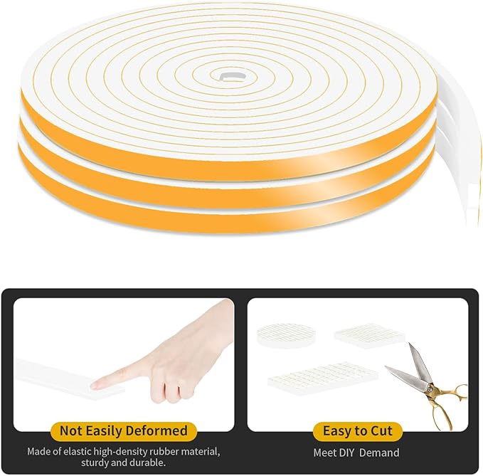Weather Stripping Door Seal Strip,Weather Stripping,Door Seal Strip for Door Frame,Window(White,1/4 in x 1/8 in x 39Ft)