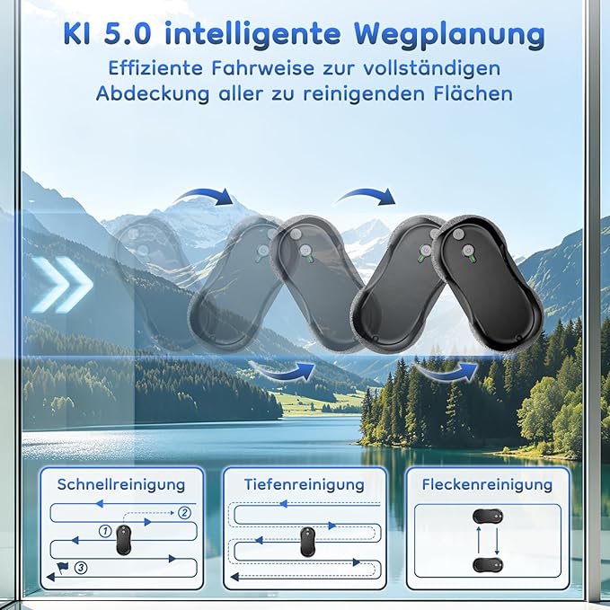 2026 Updated X2 Window Cleaning Robot - Enhanced Battery, Max 3200Pa, Path Planning, Anti-Slipping, Edge Detection, Window Cleaner Robot for High-Rise Windows, Black (2 pairs of nozzles, 10 cloths)