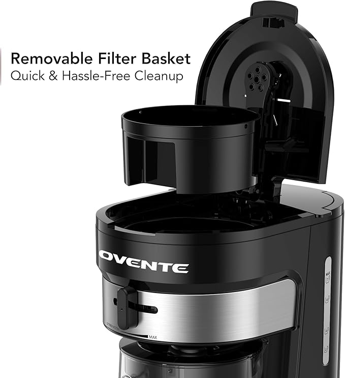 OVENTE Iced Tea Maker and Iced Coffee Maker with 3QT Pitcher, Sliding Brew Strength Selector for Taste Customization and Reusable Filter, Ideal for Lemonade, Latte and Flavored Water, Black CMT215B