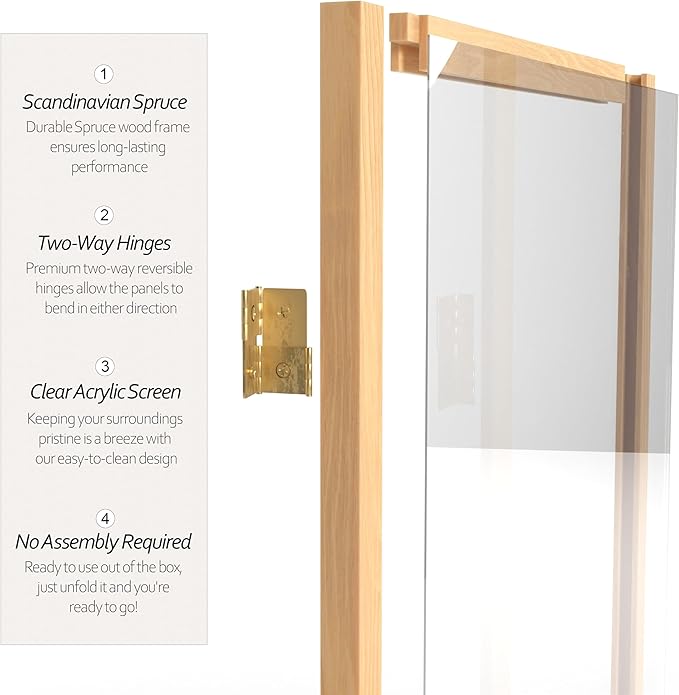 4 ft. Short Clear Plastic Partition Natural 3 Panel