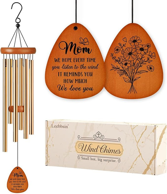 Leebbsin Gifts for Mom, Moms Wind Chimes, Mother's Day Best Gift for Mom, Mother Birthday Gift from Daughter Son, Love Reminder Gifts for Mother's Day Christmas