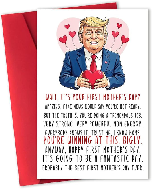 Funny First Mothers Day Gifts for New Mom, Happy 1st Mother's Day Card for Wife from Husband, Unique Mom to be Mothers Day Card Gift for Women