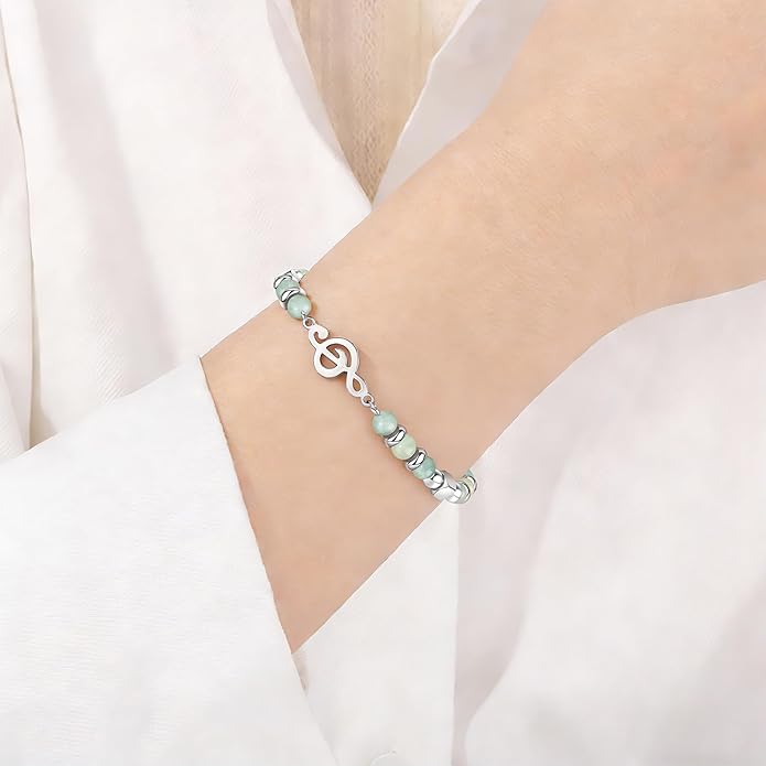 JoycuFF 𝗚𝗶𝗳𝘁𝘀 𝗳𝗼𝗿 𝗪𝗼𝗺𝗲𝗻 𝗠𝗼𝗼𝗻𝘀𝘁𝗼𝗻𝗲 𝗕𝗿𝗮𝗰𝗲𝗹𝗲𝘁 Amazonite Colorful Imperial Jasper Stainless Steel Beads Bracelets, Mothers Day Birthday Christmas Valentines Graduation Gifts