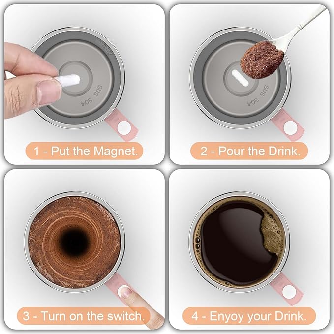 CYANLUX Self Stirring Mug, Rechargeable Automatic Magnetic Electric Coffee Mug, Rotating Mixing Cup, To Stir Coffee, Chocolate, Milk, Protein,Cocoa, Great For Home Office Travel School (Pink)